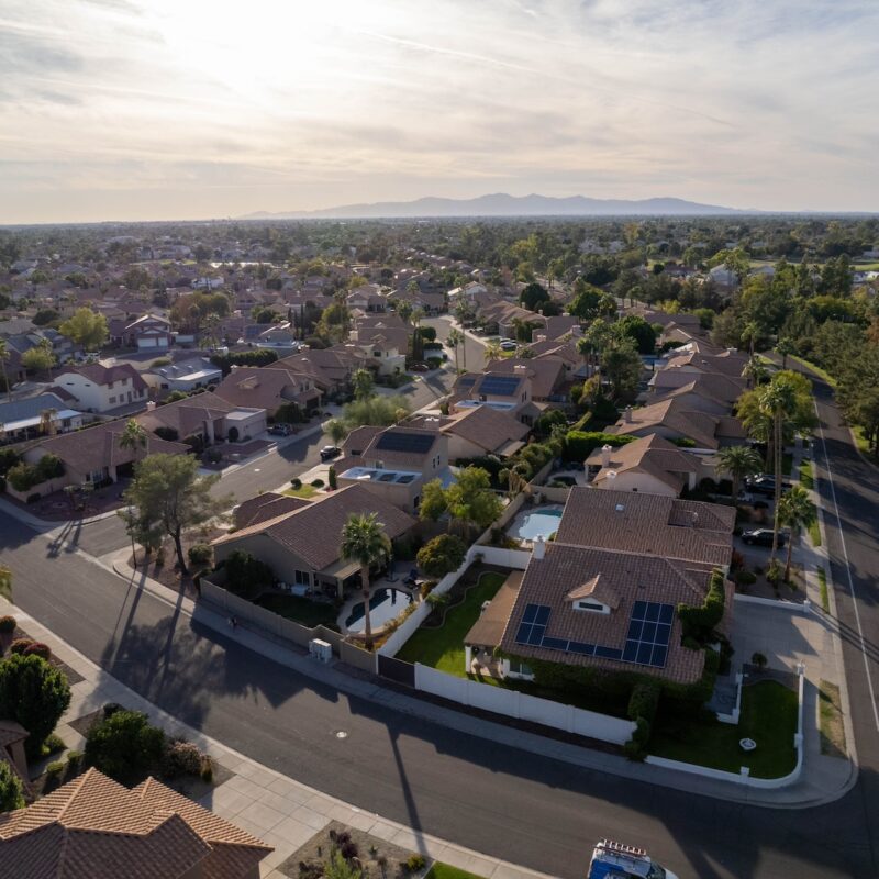 A scenic residential area with green trees. Arrowhead Ranch, Glendale, Arizona, United States